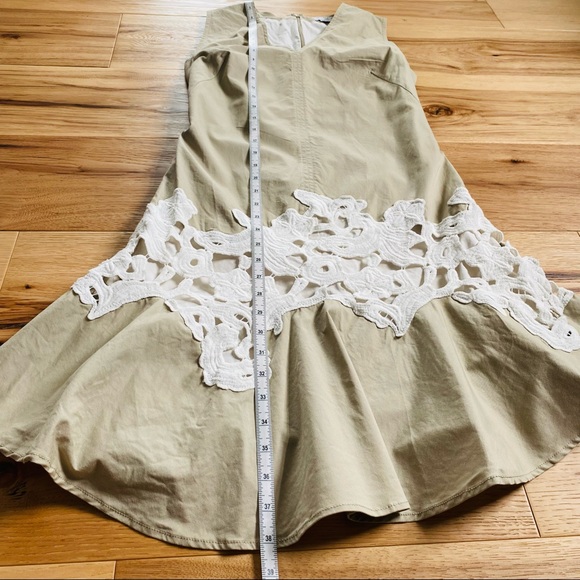 Derek Lam Khaki Lace V-Neck Dress Like New - Picture 13 of 16